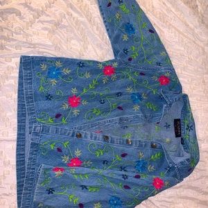 Vintage Pushpa embroidered floral jean jacket
